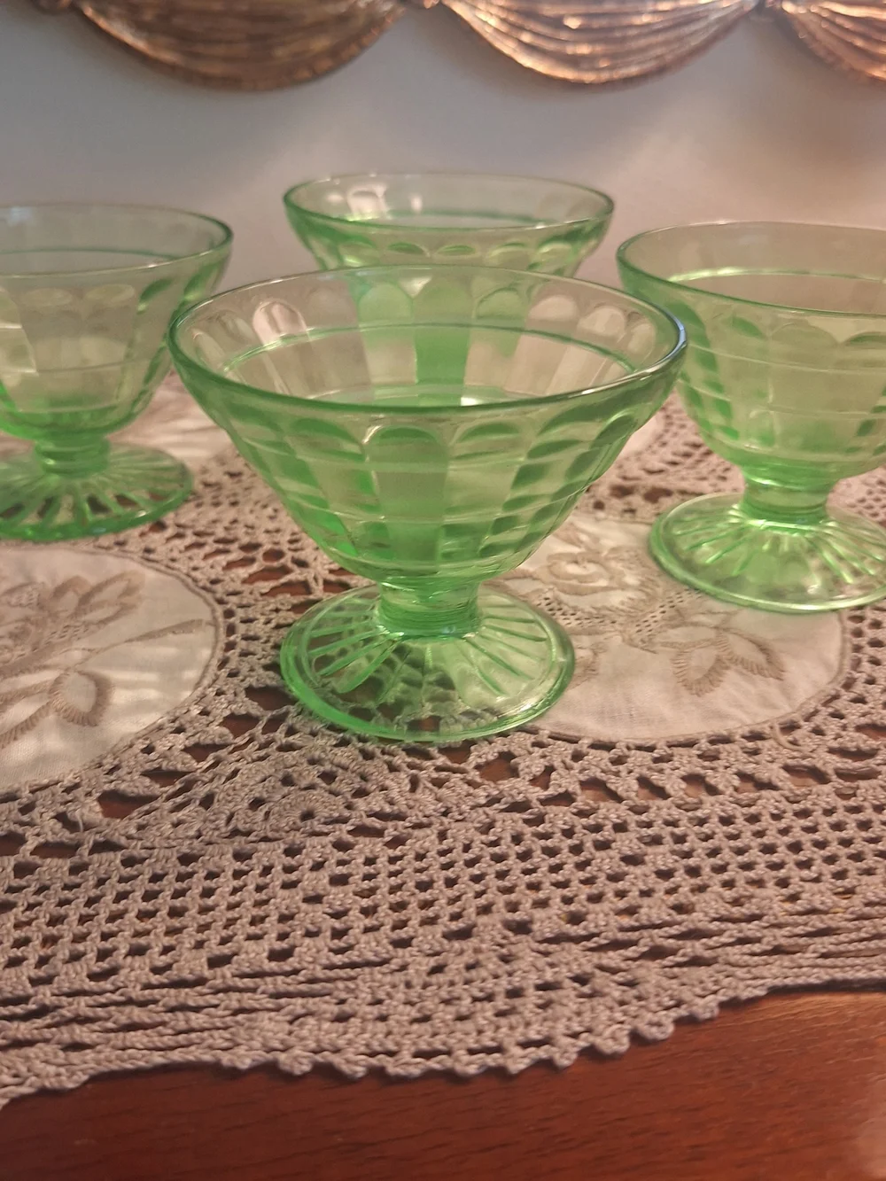 1930 Anchor Hocking Vintage Green Glass Dessert Sherbets - Set of 4